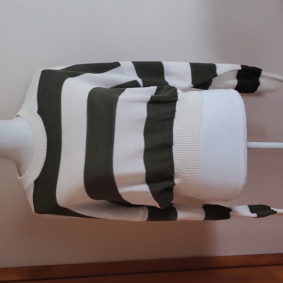 Madewell Loose-knit Crewneck Sweater Bright Ivory Striped Size Large - Picture 2 of 8